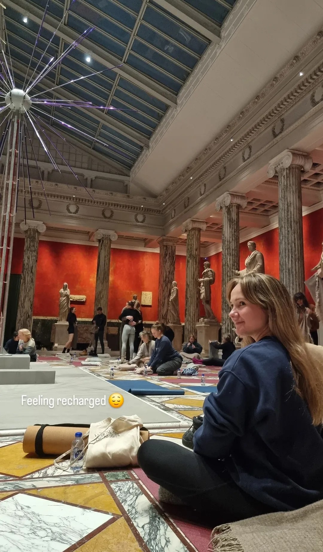 Yoga session in the Glyptotek gallery