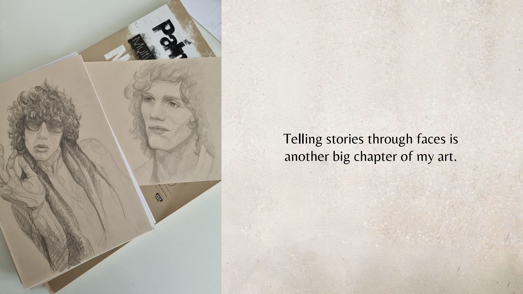 Portfolio slide about telling stories through faces